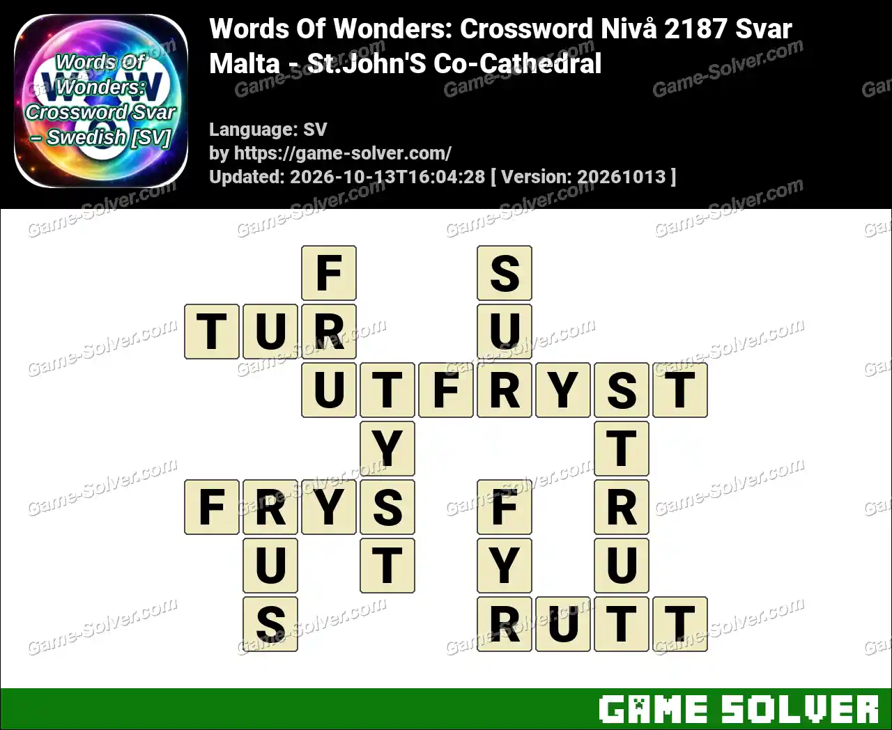 Words Of Wonders: Crossword Nivå 2187 Svar – Malta – St.John’S Co-Cathedral
